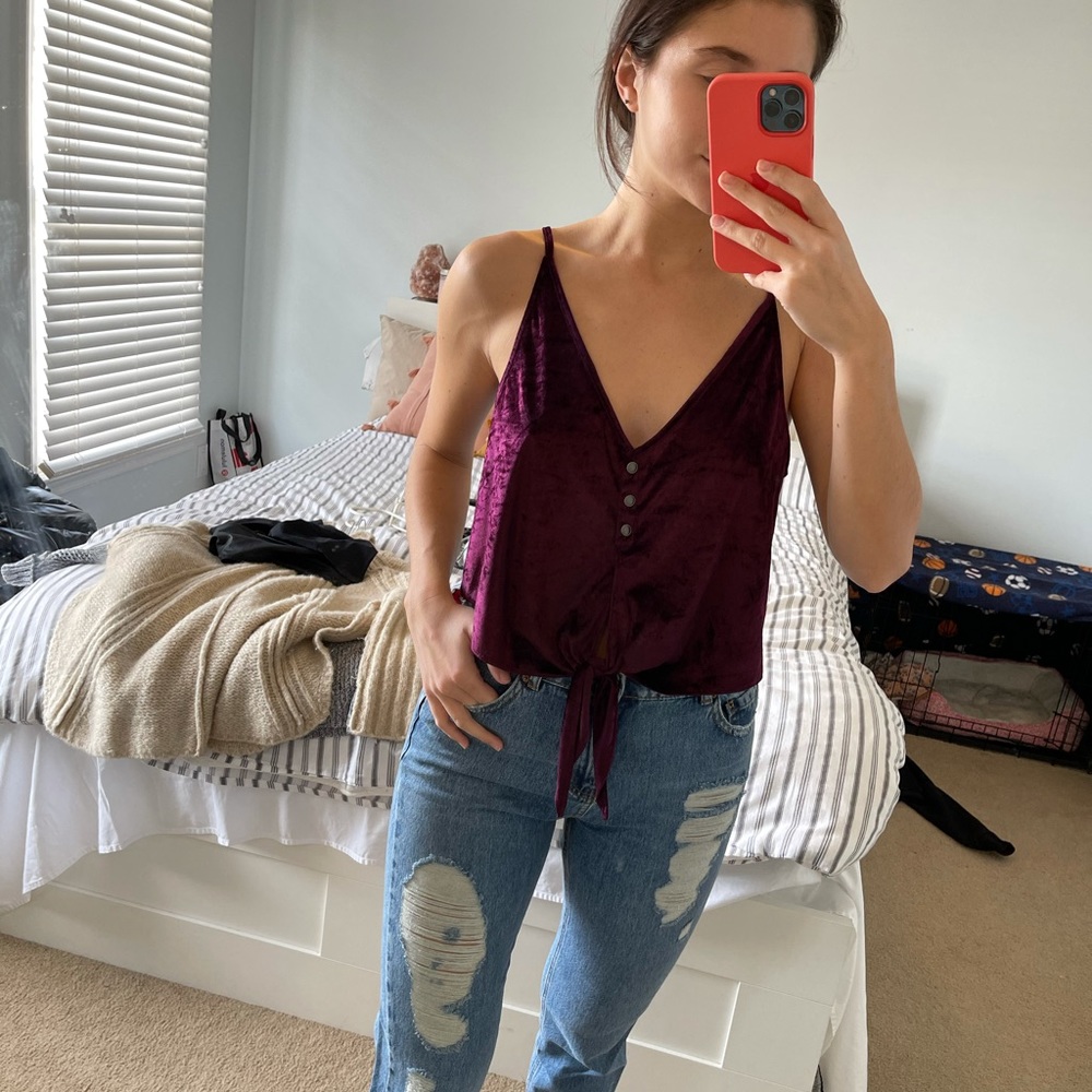 Free people, purple velvet tank top